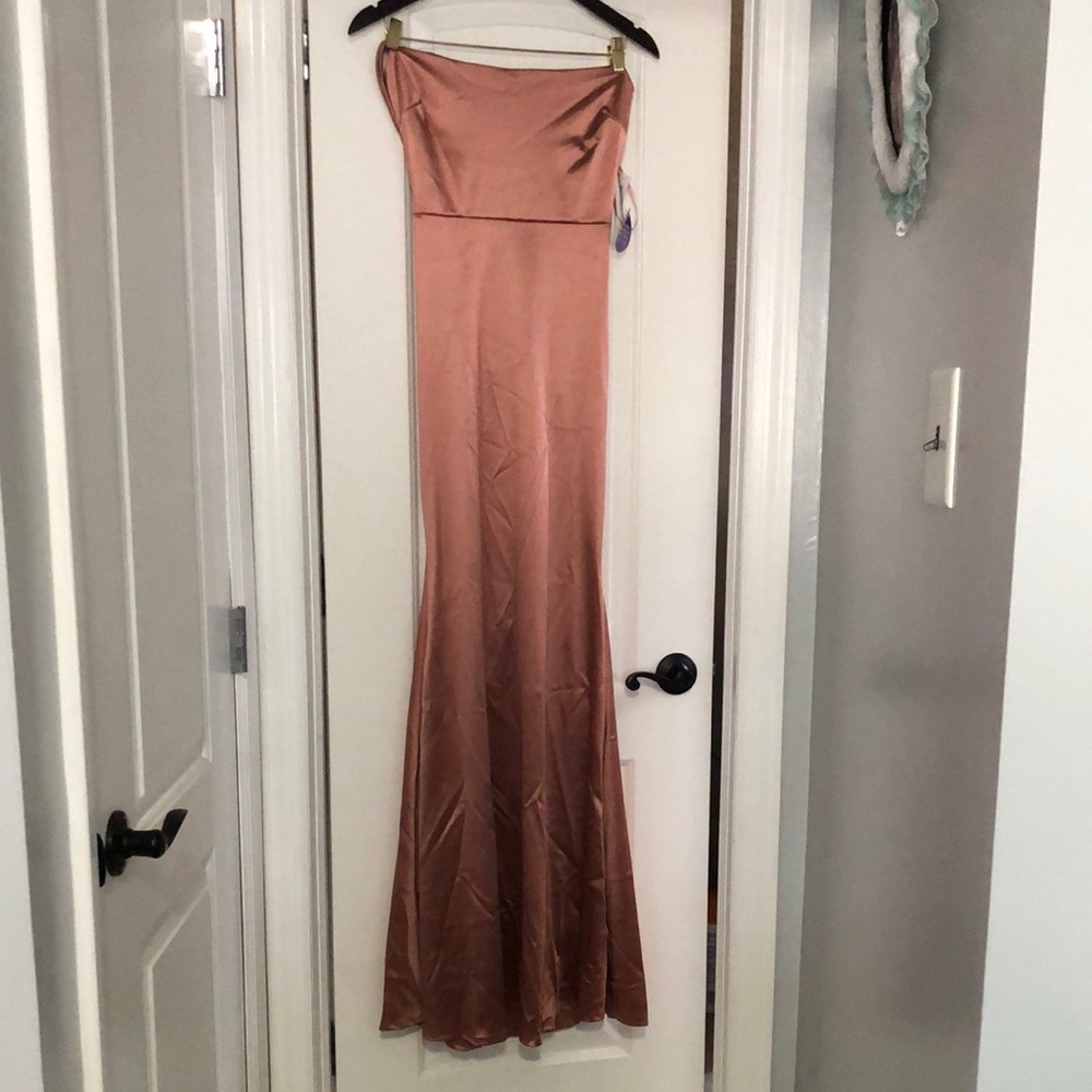 Windsor Satin Strapless Gown - Rose Gold